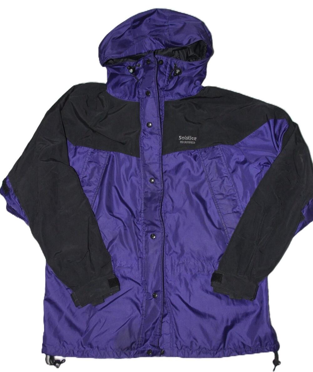 Solstice Jacket Womens L Purple Nylon Windbreaker Hooded Full Zip Pockets Lined